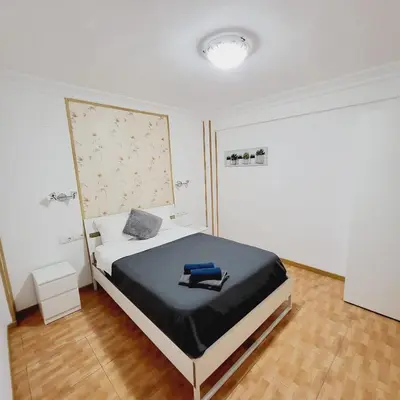 a bedroom with a bed in a white room at Pintor 31 in Valencia