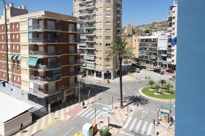 an aerial view of a city with tall buildings at Solimar, 4-8 in Cullera