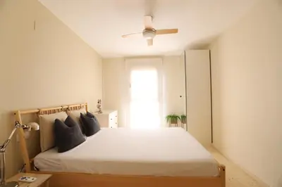 a towel hanging on a towel rack in a bathroom at Beautiful apartment in Canet Playa by Hometels in Canet de Berenguer