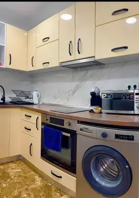 a kitchen with a washing machine and a dishwasher at Del Mar one bed flat in Puerto de Sagunto
