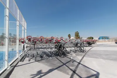 a group of bikes parked next to a building at Gran Apartment in Canet de Berenguer