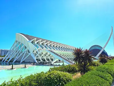 a view of a building with a swimming pool at Apartamentos Las Ciencias E in Valencia
