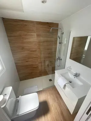 a bathroom with a shower and a toilet and a sink at Apartamento WELCOME céntrico de diseño en calle Tres Forques in Valencia