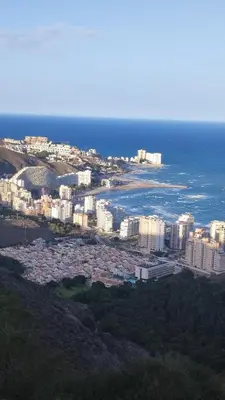 an aerial view of a city and the ocean at Apartament CullerA in Cullera