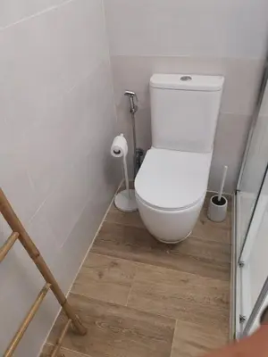 a bathroom with a white toilet in a room at Relais Pollo Loco in Valencia