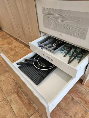 a drawer in a kitchen with utensils in it at Apartamentos Las Ciencias Studio Z in Valencia