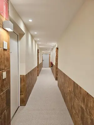 a corridor of a hallway with a long hallway at Apartamentos Las Ciencias Studio Z in Valencia