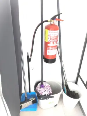 a fire hydrant sitting next to two pots at lifecoliving valencia loft BR in Valencia
