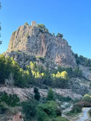 a castle on top of a mountain at Apartamento Rural Piedra in Jérica