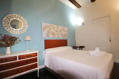 a bedroom with a bed and a dresser and a mirror at Apartamento reformado cerca de la Plaza Redonda in Valencia