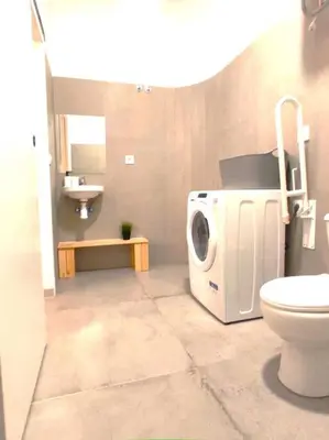 a bathroom with a washing machine and a toilet at lifecoliving valencia loft B in Valencia