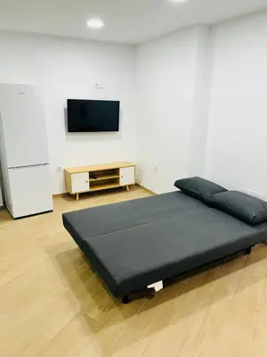 a bedroom with a bed and a flat screen tv at Patraix nice suite in Valencia