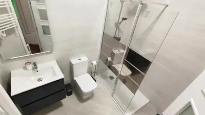 a bathroom with a shower and a toilet and a sink at Reina in Valencia