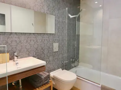 a bathroom with a toilet and a sink and a shower at Apartment Loft Villalonga by Interhome in Valencia