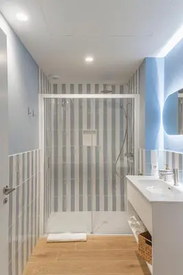 a bathroom with a shower and a sink at Malvarrosa Beach Stay! in Valencia