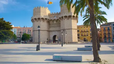 a building with a palm tree in front of it at Valencia Veneta Calda in Valencia