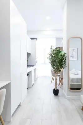 a white room with a mirror and a potted plant at Favara Suites B by Concept Flats in Valencia