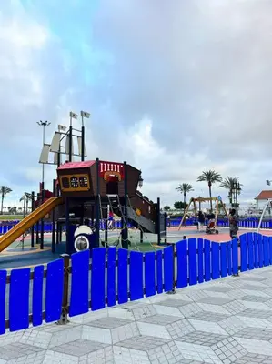 a playground with a train in a park at Casa Abanico in Cullera in Cullera
