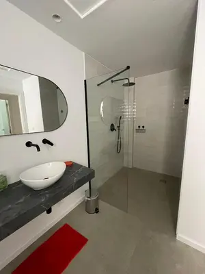 a bathroom with a sink and a shower at Junto al Jardín del Turia Apartamento in Valencia