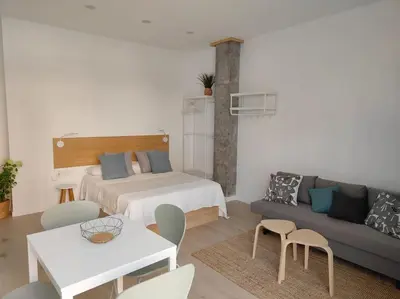 a living room with a bed and a couch at Loft nuevo cerca de Ruzafa in Valencia