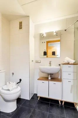 a white bathroom with a toilet and a sink at New Loft park central, biopark in Valencia