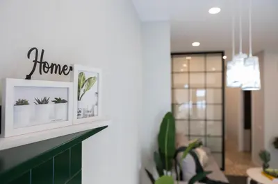 a living room with plants and pictures on a shelf at Apartment Teo in El Carmen in Valencia