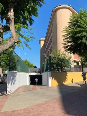 a building with a skateboard ramp in front of a building at Apartamento en la Playa de Canet de Berenguer in Canet de Berenguer