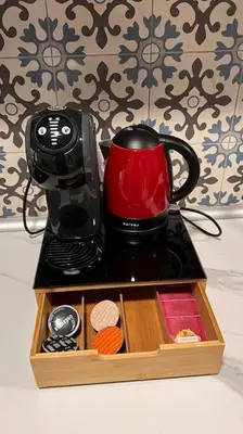 a tray with a coffee maker and a coffee mug at Explore Valencia! Tirant, city of science & Ruzafa in Valencia
