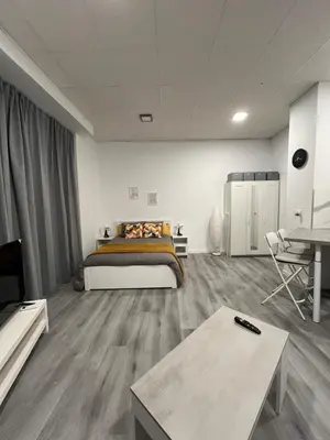 a bedroom with a bed in the middle of a room at Gran loft - A in Valencia