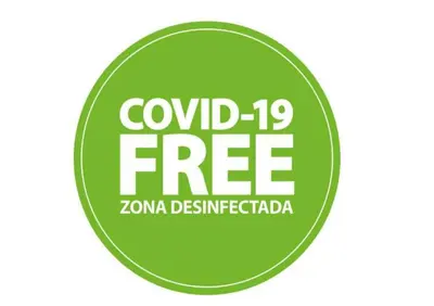 a green circle with the words cov free on it at Hi Valencia Boutique in Valencia