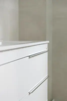 a white kitchen with two drawers and a counter at Habitación Cardenal 4 in Valencia