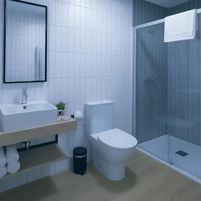 a bathroom with a toilet and a sink and a shower at Marques de Caro Rooms Luxury in Valencia