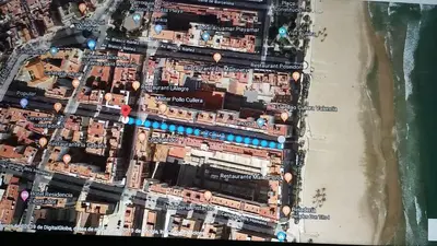 an aerial view of a beach with buildings at Apartamento ÉLITE en Cullera playa San Antonio in Cullera