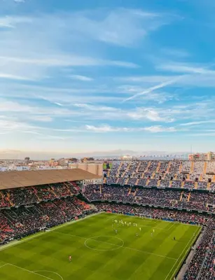 an aerial view of a soccer game in a stadium at Apartment Casa Novi - Close to Beach, City Center & Metro in Valencia