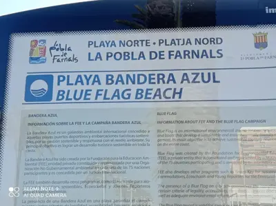 a computer screen with a blue flag beach at Alice Home in Puebla de Farnals