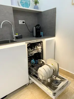 a dishwasher in a kitchen with a sink at Apartamento céntrico cerca de Torres de Serrano y Viveros in Valencia