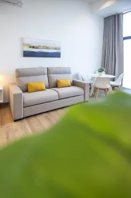 a living room with a couch and a table at Les Arts Plaza by Concept Flats in Valencia