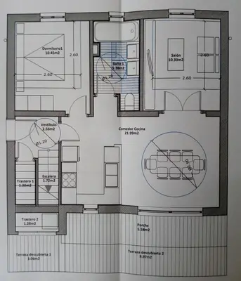 a floor plan of a house at Casa Kiosko 1 bedroom ground floor with swimming pool in La Eliana