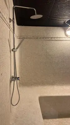 a shower in a bathroom with a shower at Hostal Casa Sifre in Villanueva de Castellón