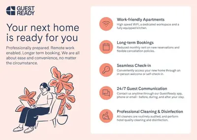 a brochure of a woman sitting in a chair with a plant at GuestReady - Your Sunny Valencia Basecamp in Valencia