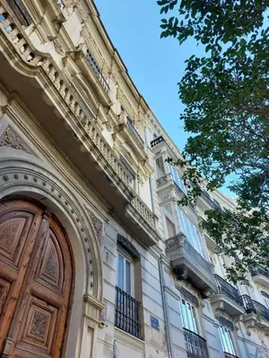 a building with a wooden door and a tree at Casa Pedro Cabanes in Valencia