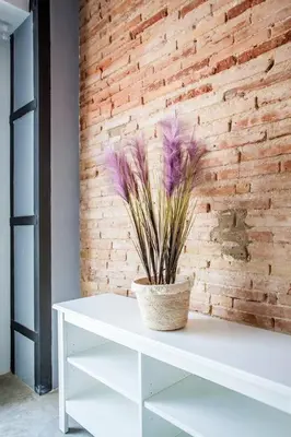 a white table with a potted plant on it at Ruzafa Confort 3 pax wifi Denia 70 in Valencia