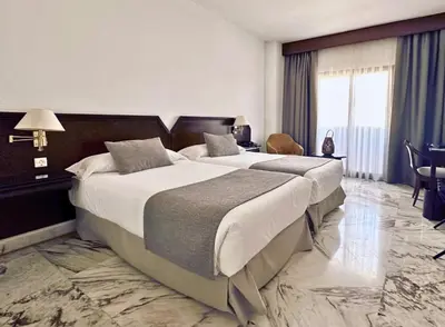 a large bedroom with a large bed in a room at Hotel Turia Valencia in Valencia