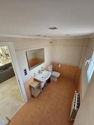 a bathroom with a sink and a toilet at Amazing Villa with swimming pool in El Vedat de Torrente in Torrent