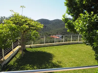 a fence with a tree in the middle of a yard at Brisas de Sierra Calderona in Gilet