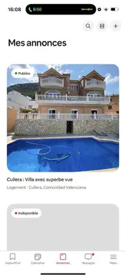 a screenshot of a website of a villa with a swimming pool at Villa avec superbe vue in Cullera