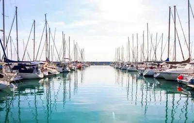 a bunch of boats are docked in a harbor at Beautiful Apartment In Canet De Berenguer in Canet de Berenguer