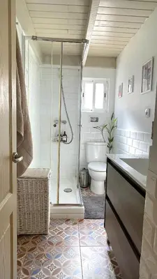 a bathroom with a shower and a toilet at Apartamento Joaquín Sorolla - Patraix in Valencia