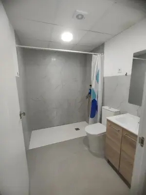 a bathroom with a shower and a toilet and a sink at Confortable apartamento cerca de la playa in Valencia