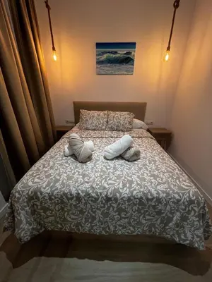 a bedroom with a bed with two pillows on it at Loft Sofia a estrenar con luz natural en corazon de Valencia in Valencia